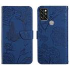 For Umidigi A9 Pro Skin Feel Butterfly Peony Embossed Leather Phone Case(Blue) - 1