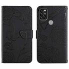 For Umidigi A9 Pro Skin Feel Butterfly Peony Embossed Leather Phone Case(Black) - 1