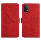 For Umidigi A11 Skin Feel Butterfly Peony Embossed Leather Phone Case(Red) - 1