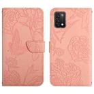 For Umidigi A11 Skin Feel Butterfly Peony Embossed Leather Phone Case(Pink) - 1