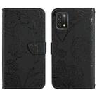 For Umidigi A11 Skin Feel Butterfly Peony Embossed Leather Phone Case(Black) - 1