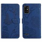 For Umidigi Bison Pro Skin Feel Butterfly Peony Embossed Leather Phone Case(Blue) - 1