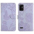 For Umidigi Bison Pro Skin Feel Butterfly Peony Embossed Leather Phone Case(Purple) - 1