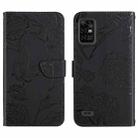 For Umidigi Bison Pro Skin Feel Butterfly Peony Embossed Leather Phone Case(Black) - 1