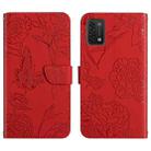 For Umidigi Power 5 Skin Feel Butterfly Peony Embossed Leather Phone Case(Red) - 1