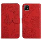 For Wiko T3 Skin Feel Butterfly Peony Embossed Leather Phone Case(Red) - 1