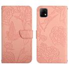 For Wiko T3 Skin Feel Butterfly Peony Embossed Leather Phone Case(Pink) - 1