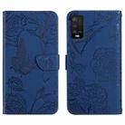 For Wiko Power U10 / U20 Skin Feel Butterfly Peony Embossed Leather Phone Case(Blue) - 1