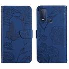 For Wiko Power U30 Skin Feel Butterfly Peony Embossed Leather Phone Case(Blue) - 1