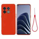 For OnePlus 10 Pro Pure Color Liquid Silicone Shockproof Phone Case(Red) - 1
