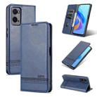 For OPPO A36 4G/A76 4G(Global) AZNS Magnetic Calf Texture Flip Leather Phone Case(Dark Blue) - 1