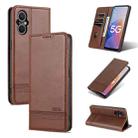 For OPPO A96 5G/Reno7 Z 5G(Global) AZNS Magnetic Calf Texture Flip Leather Phone Case(Dark Brown) - 1