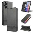 For OPPO A96 5G/Reno7 Z 5G(Global) AZNS Magnetic Calf Texture Flip Leather Phone Case(Black) - 1