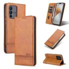 For vivo S12/V23 AZNS Magnetic Calf Texture Flip Leather Phone Case(Light Brown) - 1