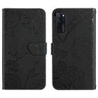 For ZTE Axon 20 4G / 5G Skin Feel Butterfly Peony Embossed Leather Phone Case(Black) - 1