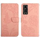 For ZTE Axon 30 5G Skin Feel Butterfly Peony Embossed Leather Phone Case(Pink) - 1