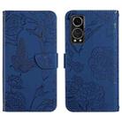For ZTE Axon 30 5G Skin Feel Butterfly Peony Embossed Leather Phone Case(Blue) - 1