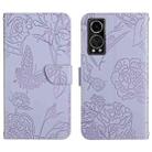 For ZTE Axon 30 5G Skin Feel Butterfly Peony Embossed Leather Phone Case(Purple) - 1