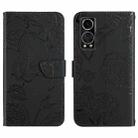 For ZTE Axon 30 5G Skin Feel Butterfly Peony Embossed Leather Phone Case(Black) - 1