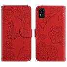 For ZTE Blade A31 Skin Feel Butterfly Peony Embossed Leather Phone Case(Red) - 1