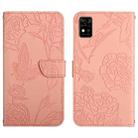 For ZTE Blade A31 Skin Feel Butterfly Peony Embossed Leather Phone Case(Pink) - 1