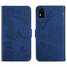 For ZTE Blade A31 Skin Feel Butterfly Peony Embossed Leather Phone Case(Blue) - 1