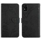 For ZTE Blade A31 Skin Feel Butterfly Peony Embossed Leather Phone Case(Black) - 1