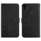 For ZTE Blade A51 Skin Feel Butterfly Peony Embossed Leather Phone Case(Black) - 1