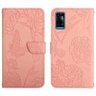 For ZTE Blade A71 Skin Feel Butterfly Peony Embossed Leather Phone Case(Pink) - 1