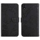For ZTE Blade L210 Skin Feel Butterfly Peony Embossed Leather Phone Case(Black) - 1