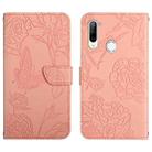 For ZTE Libero 5G Skin Feel Butterfly Peony Embossed Leather Phone Case(Pink) - 1