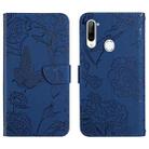 For ZTE Libero 5G Skin Feel Butterfly Peony Embossed Leather Phone Case(Blue) - 1