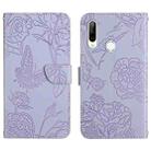 For ZTE Libero 5G Skin Feel Butterfly Peony Embossed Leather Phone Case(Purple) - 1