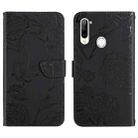 For ZTE Libero 5G Skin Feel Butterfly Peony Embossed Leather Phone Case(Black) - 1