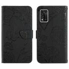 For ZTE Libero 5G II Skin Feel Butterfly Peony Embossed Leather Phone Case(Black) - 1