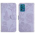 For ZTE Blade V30 Vita Skin Feel Butterfly Peony Embossed Leather Phone Case(Purple) - 1