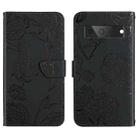 For Google Pixel 7 5G Skin Feel Butterfly Peony Embossed Leather Phone Case(Black) - 1