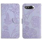 For Asus ROG Phone 5 ZS673KS Skin Feel Butterfly Peony Embossed Leather Phone Case(Purple) - 1