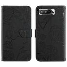 For Asus ROG Phone 5 ZS673KS Skin Feel Butterfly Peony Embossed Leather Phone Case(Black) - 1