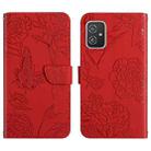 For Asus ZenFone 8 ZS590KS Skin Feel Butterfly Peony Embossed Leather Phone Case(Red) - 1