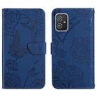 For Asus ZenFone 8 ZS590KS Skin Feel Butterfly Peony Embossed Leather Phone Case(Blue) - 1