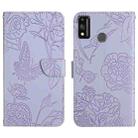 For Honor 9X Lite Skin Feel Butterfly Peony Embossed Leather Phone Case(Purple) - 1