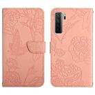 For Huawei nova 7 SE Skin Feel Butterfly Peony Embossed Leather Phone Case(Pink) - 1