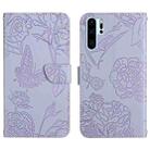 For Huawei P30 Pro Skin Feel Butterfly Peony Embossed Leather Phone Case(Purple) - 1