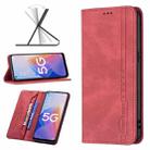 For OPPO A96 5G Magnetic RFID Blocking Anti-Theft Leather Phone Case(Red) - 1