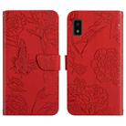 For Sharp Aquos Wish SHG06 Skin Feel Butterfly Peony Embossed Leather Phone Case(Red) - 1