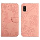 For Sharp Aquos Wish SHG06 Skin Feel Butterfly Peony Embossed Leather Phone Case(Pink) - 1