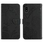 For Sharp Aquos Wish SHG06 Skin Feel Butterfly Peony Embossed Leather Phone Case(Black) - 1