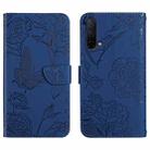 For OnePlus Nord CE 5G Skin Feel Butterfly Peony Embossed Leather Phone Case(Blue) - 1