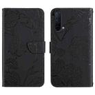 For OnePlus Nord CE 5G Skin Feel Butterfly Peony Embossed Leather Phone Case(Black) - 1